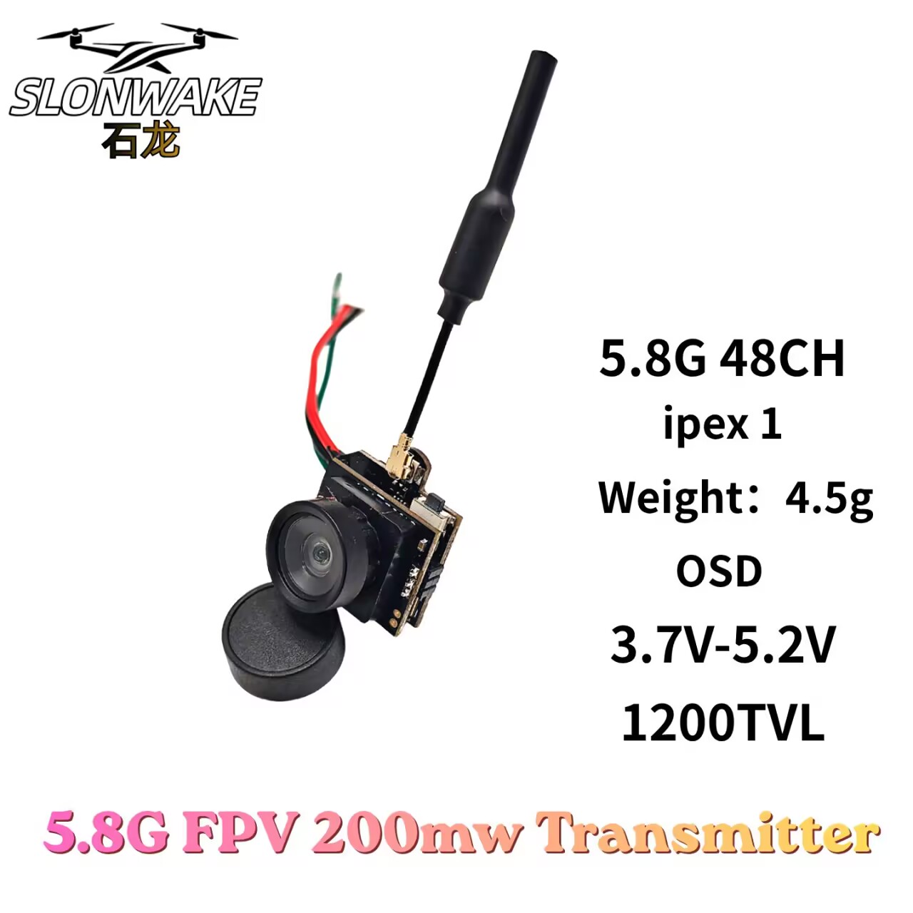 SLONWAKE 5.8G Analog VTX İleti - Drone Racing Camera incelemesi ve fiyatı